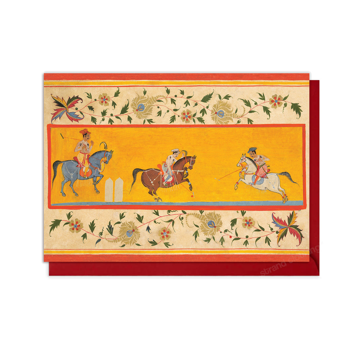Three Polo Players – Indian Miniature Art Horse Greeting Card