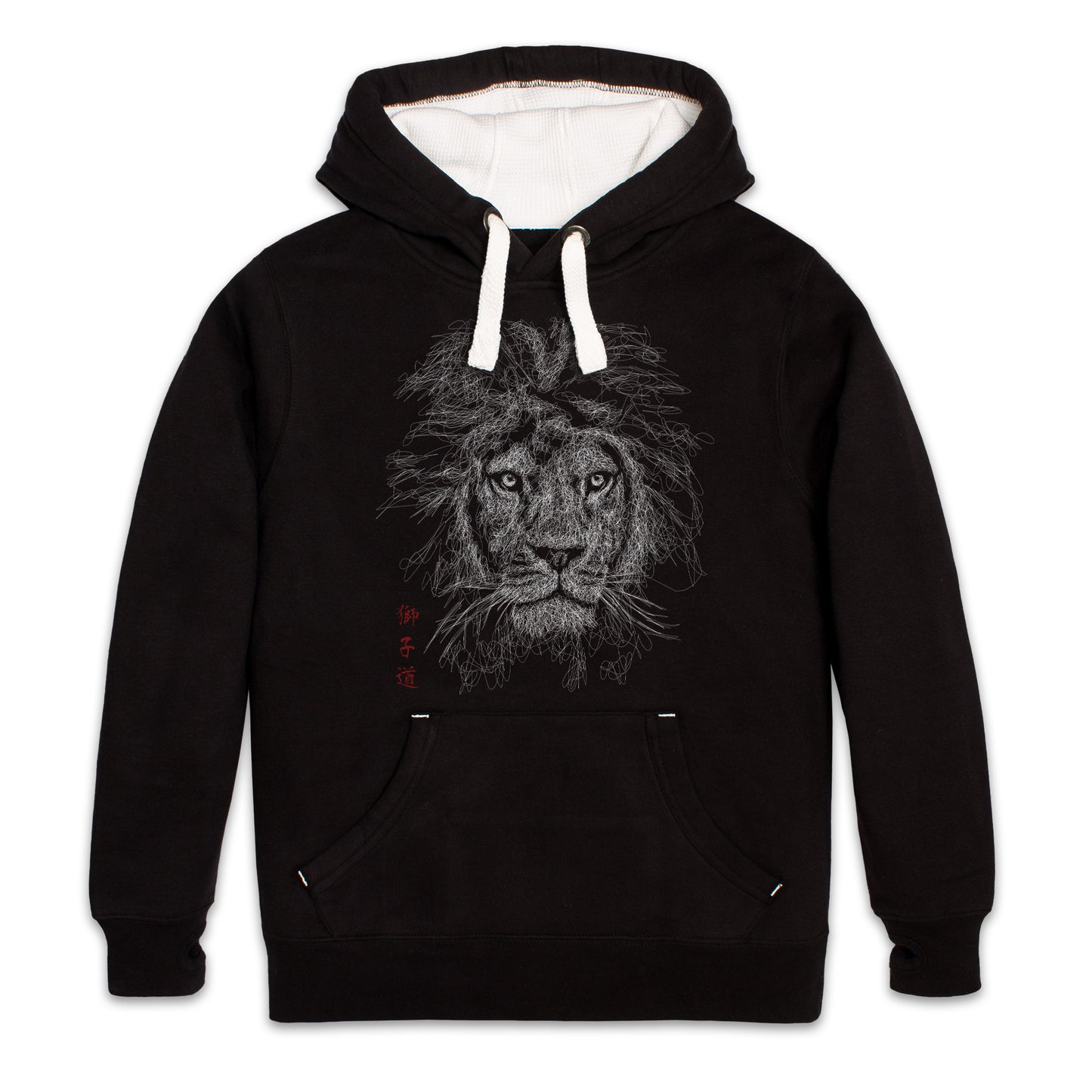 “Way of the Lion” Hoodie – Japanese Calligraphy Minimalist Line-Art Lion (Unisex)