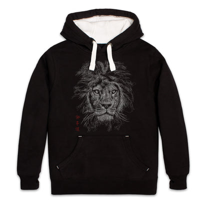 “Way of the Lion” Hoodie – Japanese Calligraphy Minimalist Line-Art Lion (Unisex)