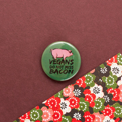 Vegan Pin Badge Set · 4× Retro Vegan Button Badges · Plant Based Designs