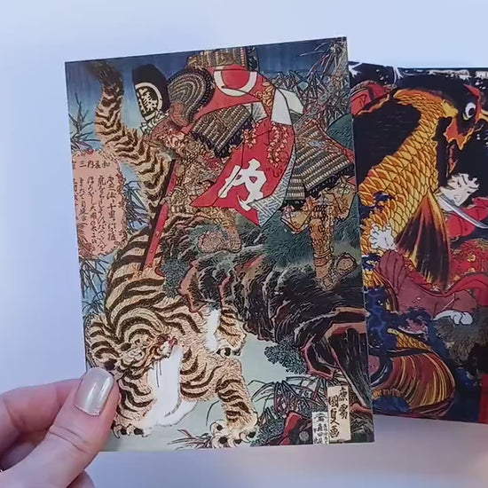 Japanese Ukiyo-e Art Postcards Set of 10 - Postcard Prints Pack Woodblock Art Print Aesthetic Hokusai Samurai Horror Geisha Cards Gift