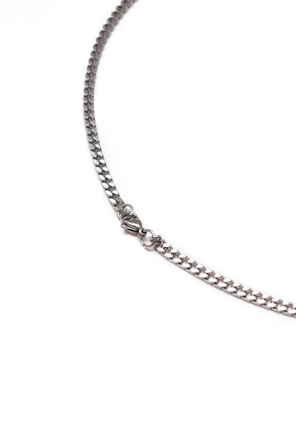 Curb Chain Necklace in Silver Finish Stainless Steel - Classic Fine Size
