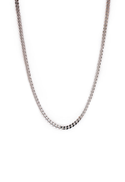 Curb Chain Necklace in Silver Finish Stainless Steel - Classic Fine Size