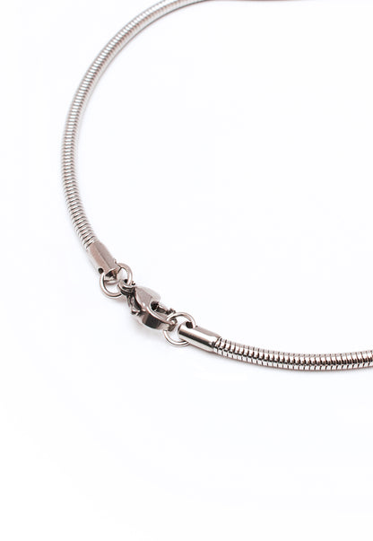 Omega (Snake) Chain Necklace in Silver Finish Stainless Steel  – Fine