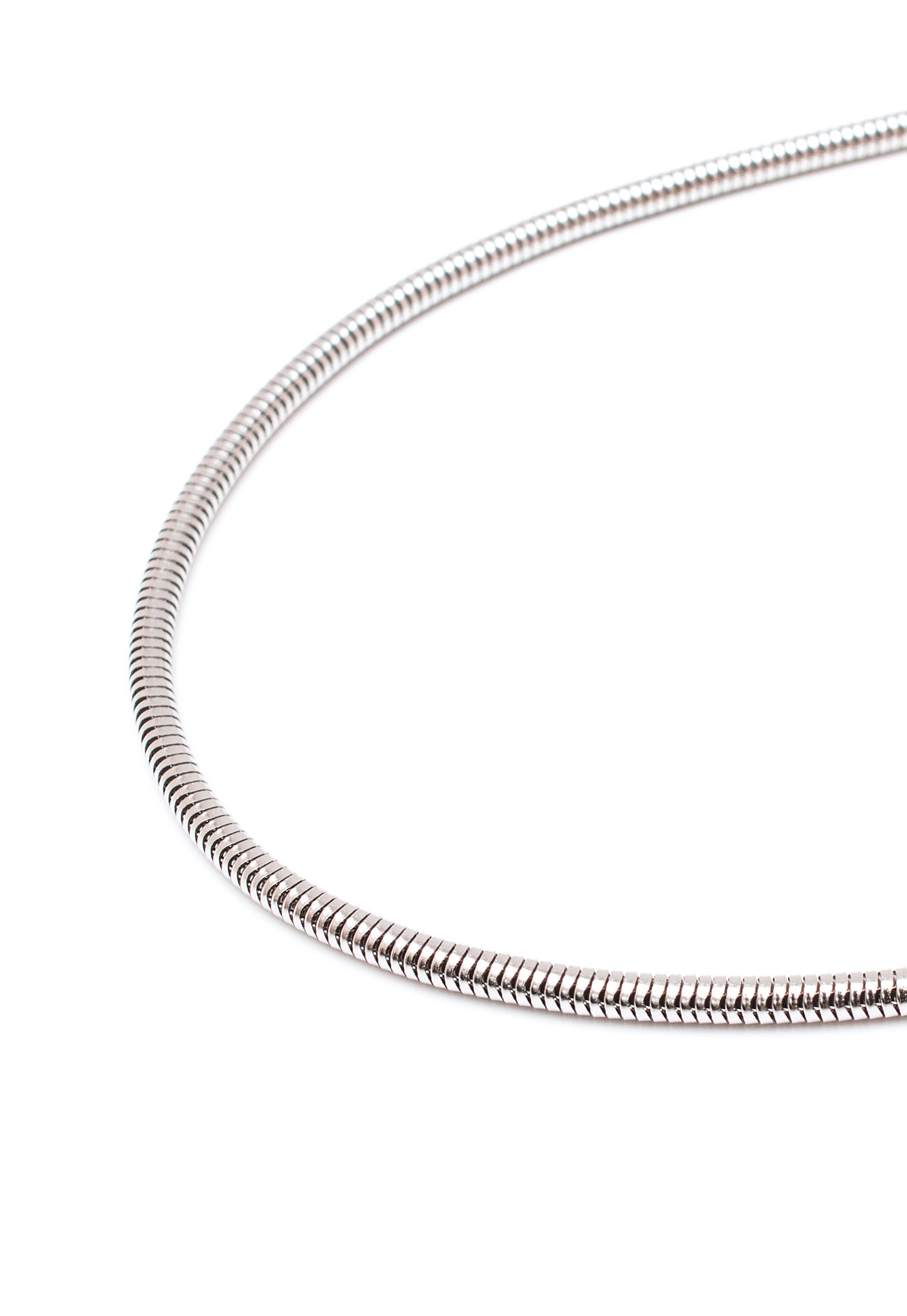 Omega (Snake) Chain Necklace in Silver Finish Stainless Steel  – Fine