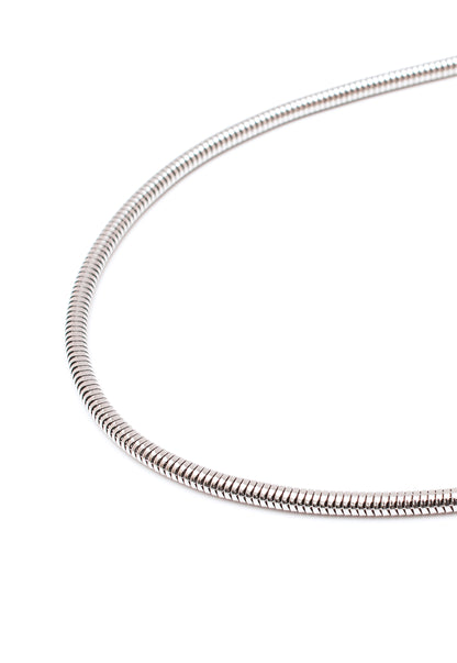 Omega (Snake) Chain Necklace in Silver Finish Stainless Steel  – Fine
