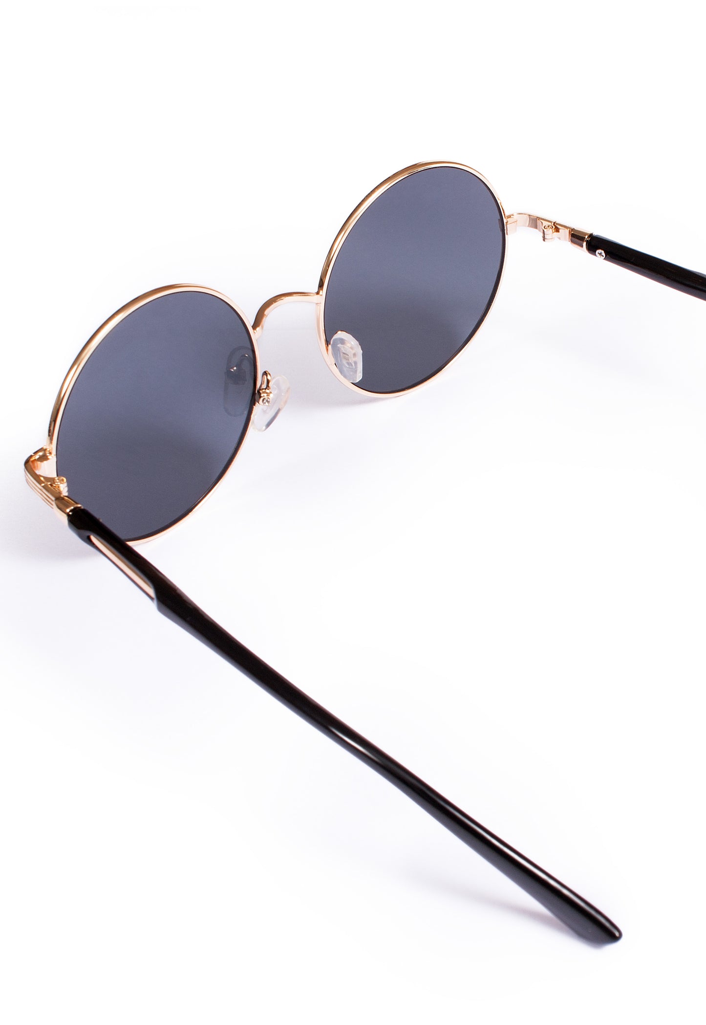 Black Round Sunglasses with Gold Frame – Retro Lennon Style