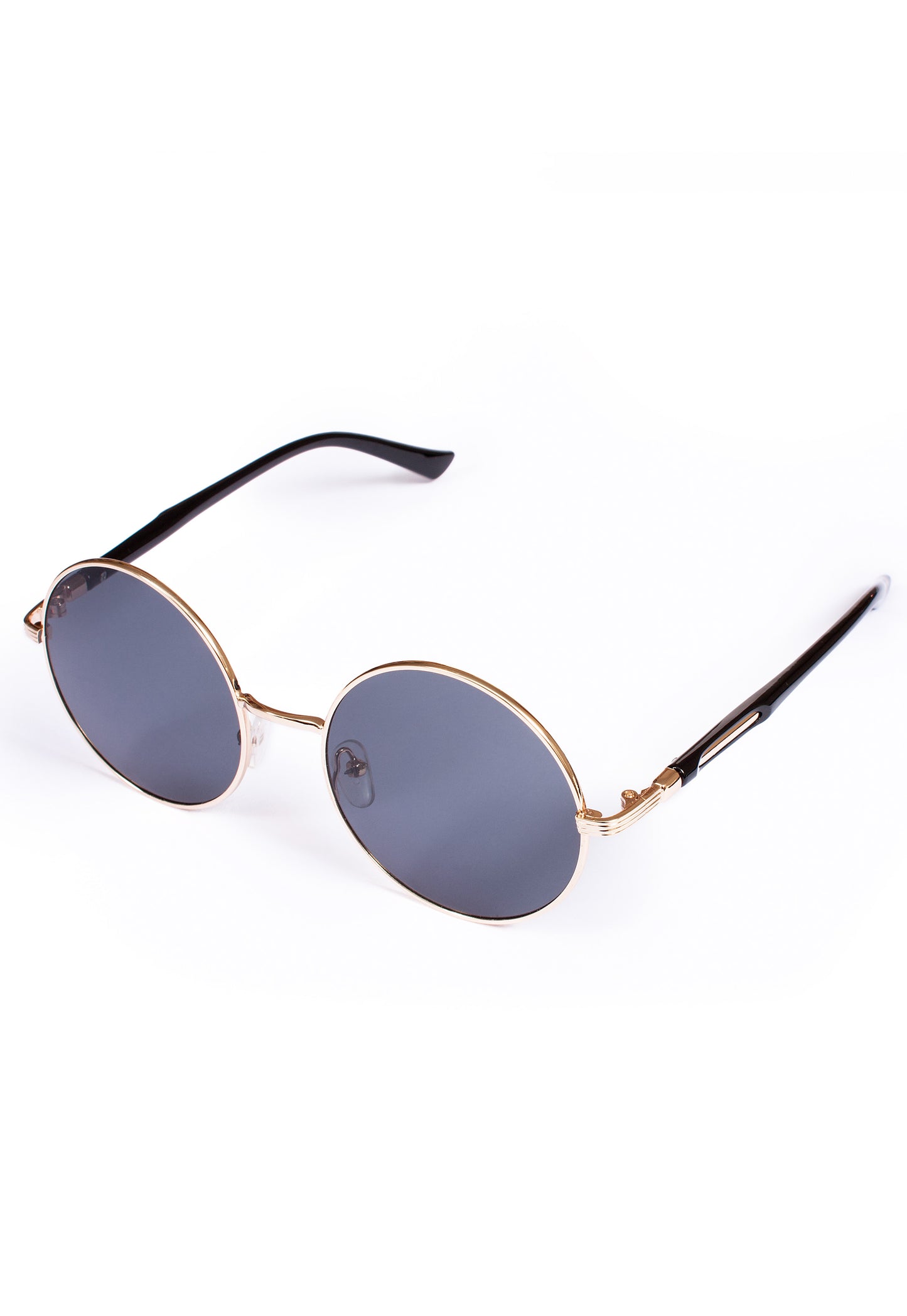 Black Round Sunglasses with Gold Frame – Retro Lennon Style
