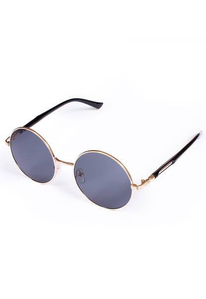 Black Round Sunglasses with Gold Frame – Retro Lennon Style