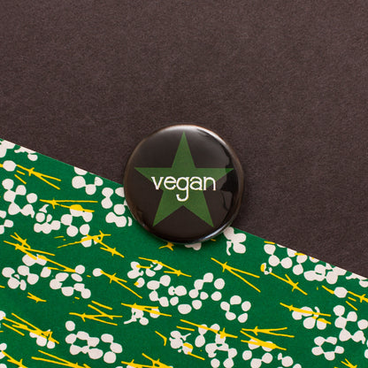 Vegan Pin Badge Set · 4× Retro Vegan Button Badges · Plant Based Designs