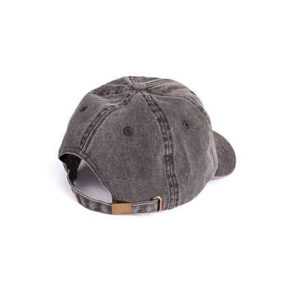 Washed Cotton Baseball Cap with Ultrasuede Patch - Distressed Grey