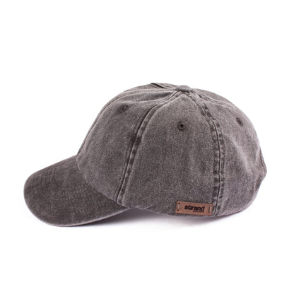 Washed Cotton Baseball Cap with Ultrasuede Patch - Distressed Grey