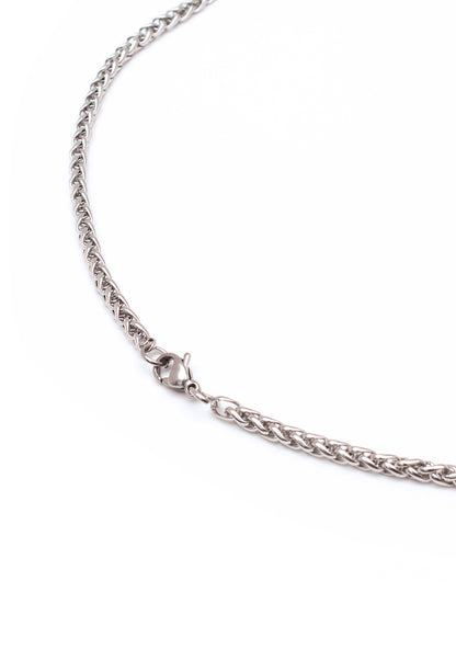 Wheat Chain Necklace in Silver Finish Stainless Steel - Fine