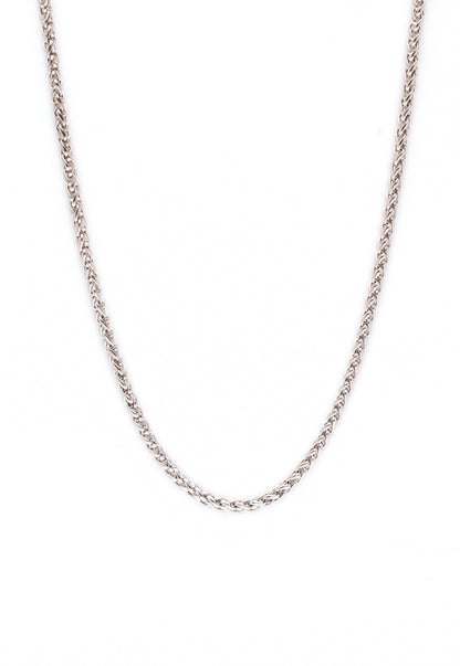 Wheat Chain Necklace in Silver Finish Stainless Steel - Fine