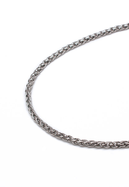 Wheat Chain Necklace in Silver Finish Stainless Steel - Fine
